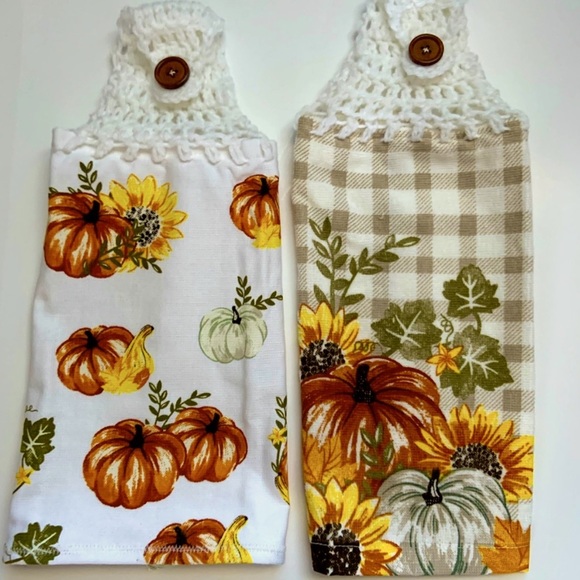 Hand Crafted Other - Relisted HAND CRAFTED Crochet Pumpkins Hanging Kitchen or Bathroom Hand Towels